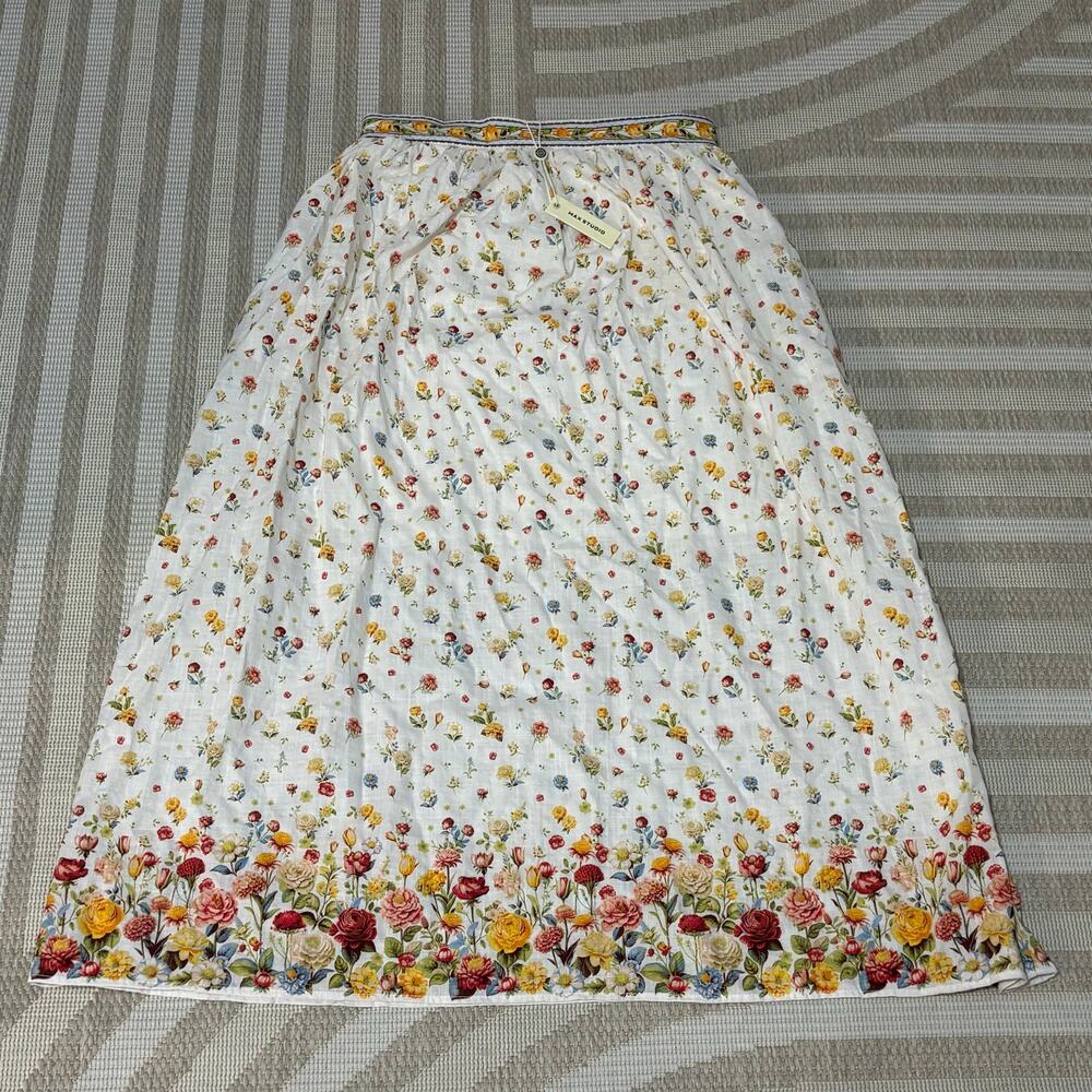 Max Studio NWT Floral Boho Women's Small Cotton Skirt with Liner Cottage Fairy